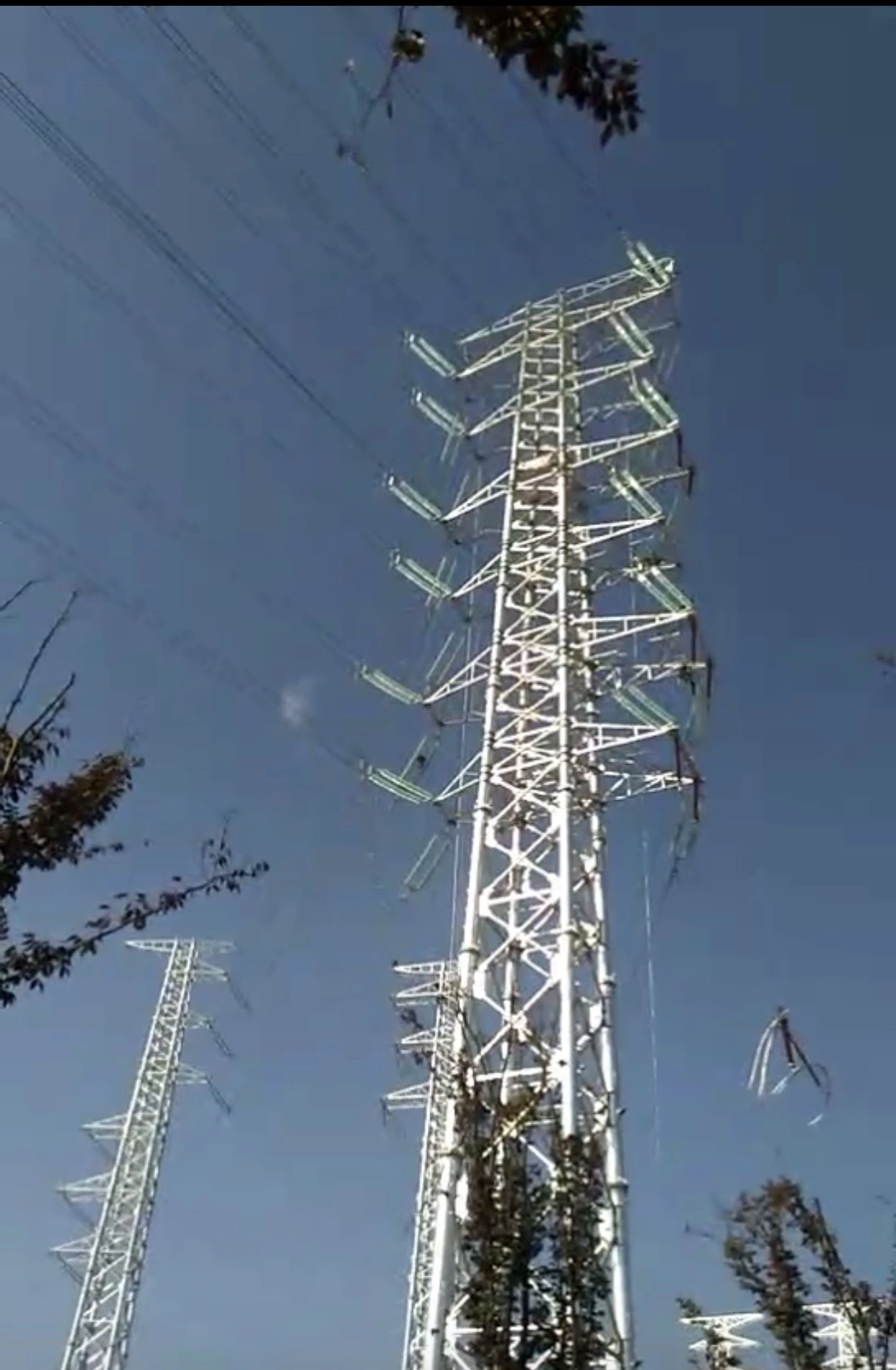 Installation site of four-column steel tube tower